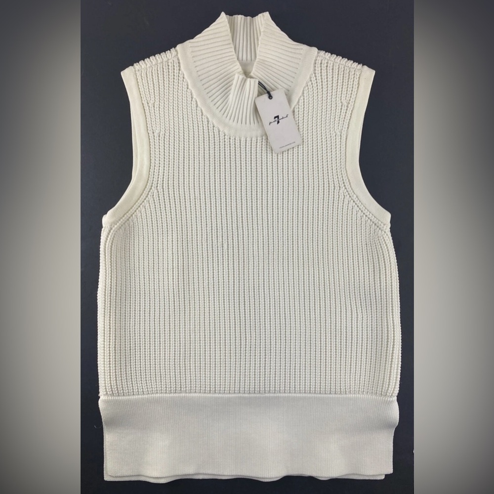 7 For All Mankind Cream Sleeveless Hoodie